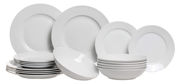Juego de vajilla Studio Tavola blanco 18 piezas / 6 personas - 6 platos llanos, 6 platos hondos y 6 platos de desayuno