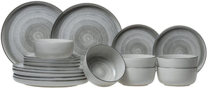 Set de vajilla Cosy & Trendy Baltic Grey 18 piezas / 6 personas - 6 platos llanos, 6 platos de desayuno y 6 cuencos