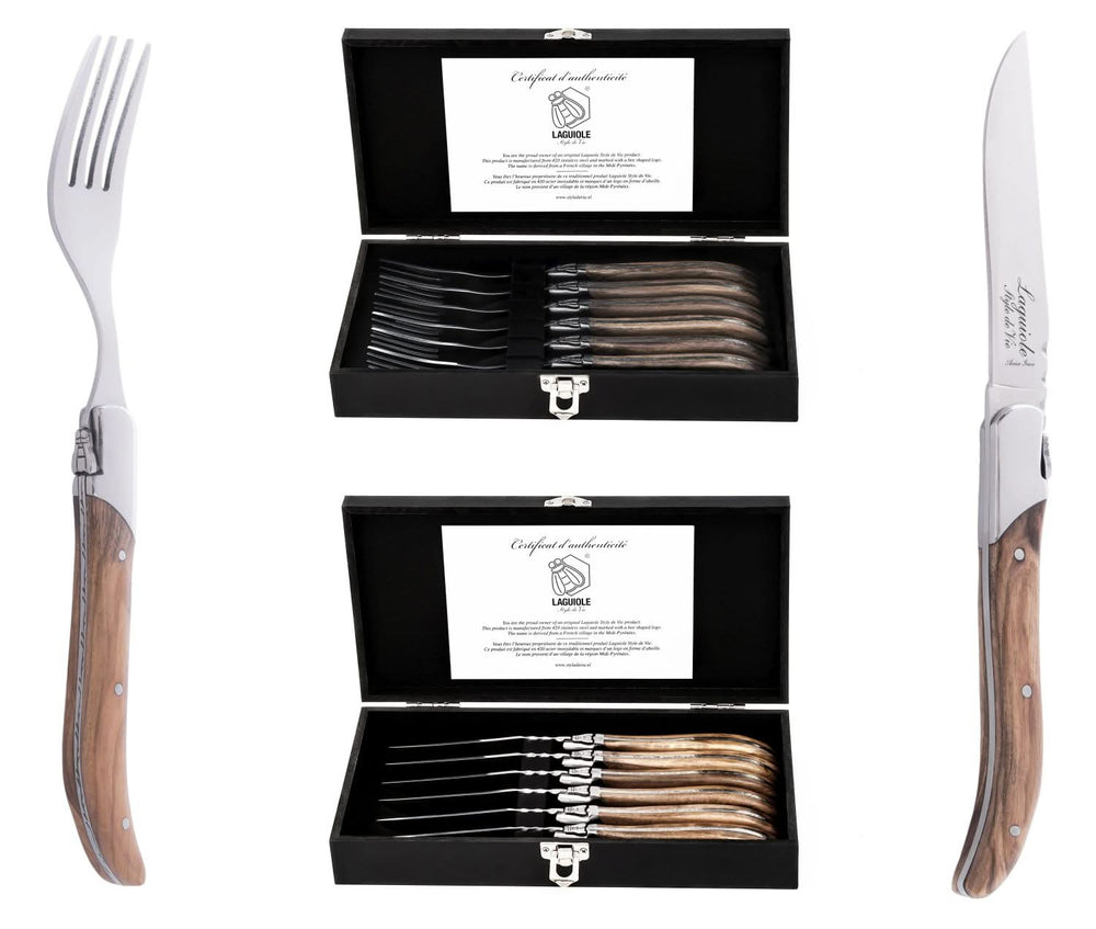 Laguiole Style de Vie Steak forks Luxury Line Olive wood - 6 pieces