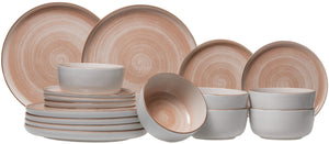 Cosy & Trendy Juego de vajilla Baltic Peach 18 piezas / 6 personas - 6 platos llanos, 6 platos para desayuno y 6 cuencos