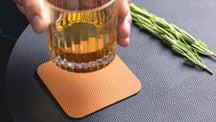 Cookinglife Coasters - Vegan leather - Black / Cognac - double-sided - 10 x 10 cm - 6 pieces