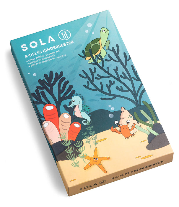 Cubiertos infantiles Sola Animales marinos - Acero inoxidable 18/10 - Juego de 4 piezas