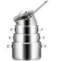 Sola Cookware set Pearl 4-piece stainless steel – downdraft suitable – cooking pots Ø 16, 18, 20 cm & saucepan Ø 16 cm – suitable for all heat sources