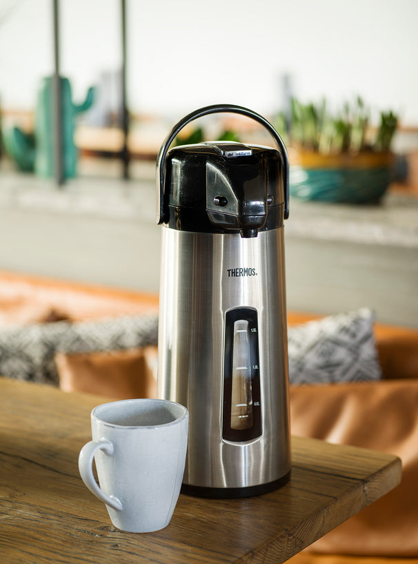 Thermos Termo con bomba y ventana - Jarra con bomba - Jarra aislante - 2.2 litros
