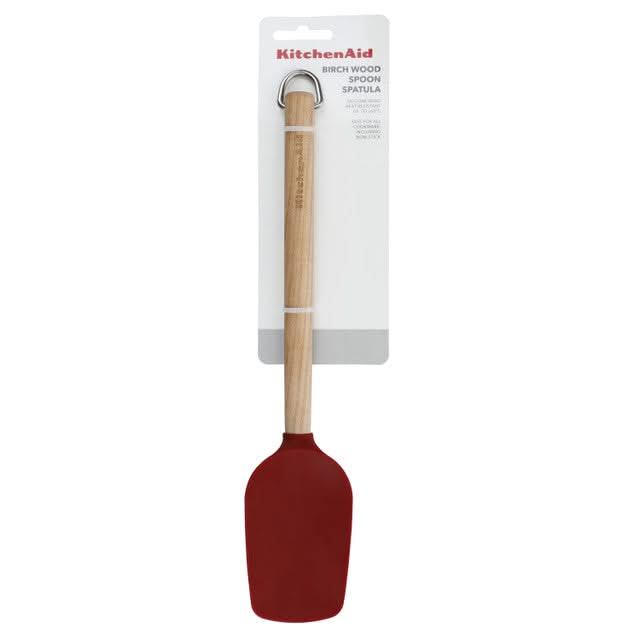 KitchenAid Stirring Spoon Core Birchwood Empire Red Silicone 31cm - Nonstick safe