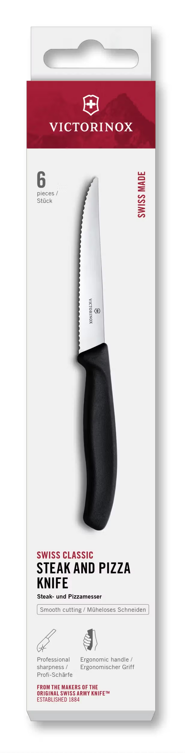Victorinox cuchillos de carne dentados Swiss Classic negro - 6 piezas