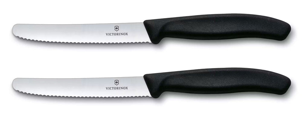 Victorinox Tomato Knives Serrated Swiss Classic Black - 11 cm - 2 pieces