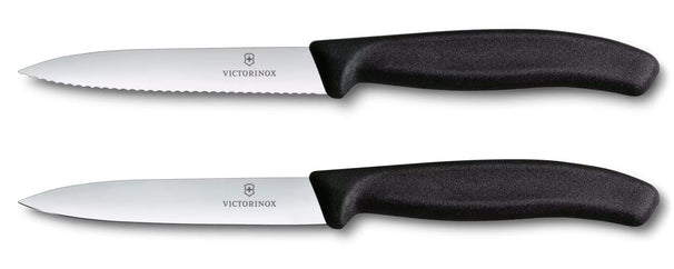 Victorinox Set de cuchillos de oficina Swiss Classic Negro 2 piezas - Cuchillo de oficina dentado y liso