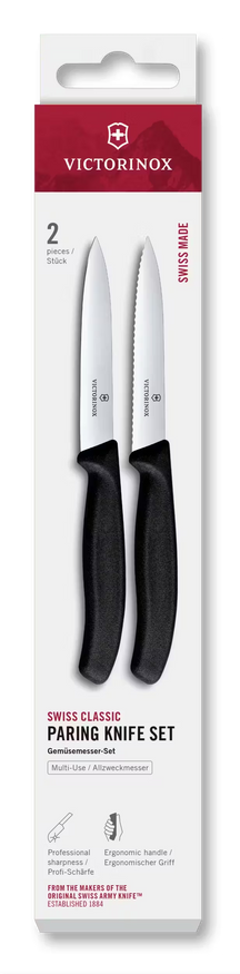 Victorinox Paring Knife Set Swiss Classic Black 2-piece - Serrated & Smooth Paring Knife