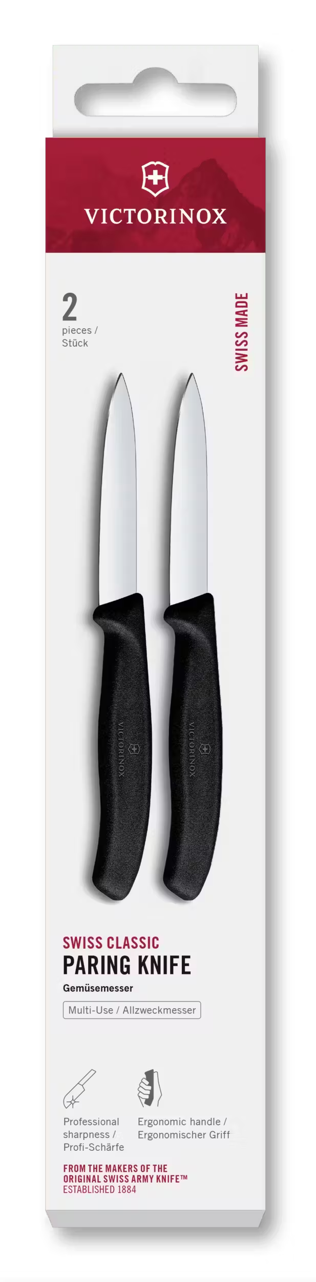 Victorinox Paring Knives Swiss Classic Black - 8 cm - 2 pieces