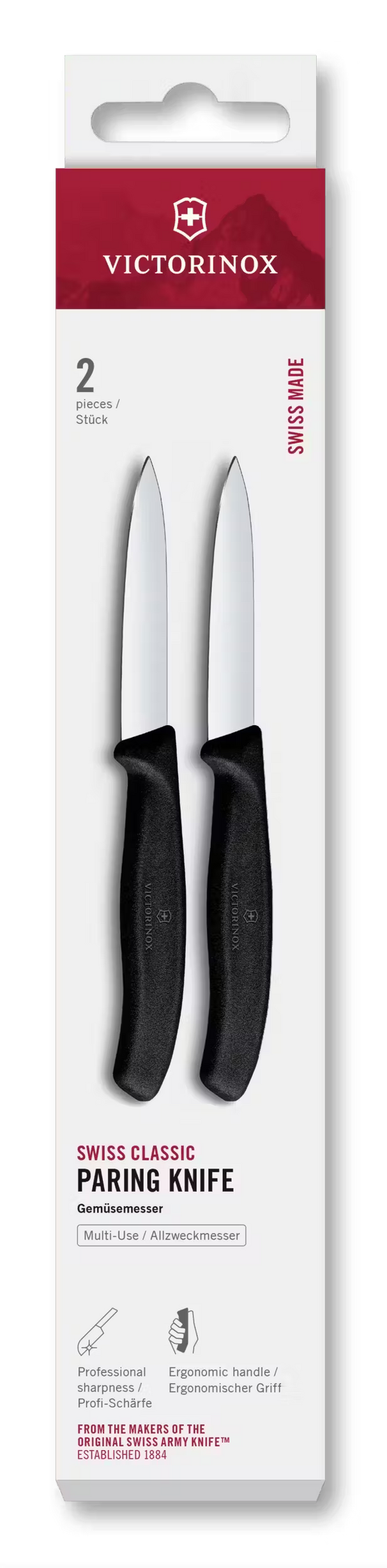 Victorinox cuchillos peladores Swiss Classic negro - 8 cm - 2 piezas