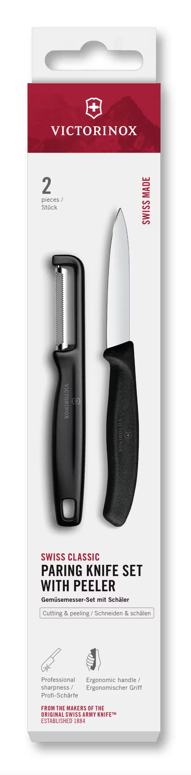 Victorinox Paring Knife Set Swiss Classic Black 2-piece - Paring Knife & Straight Peeler