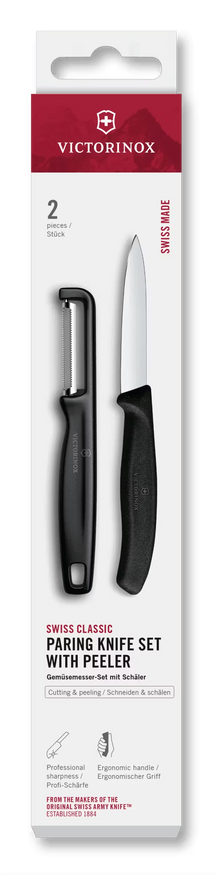 Victorinox Paring Knife Set Swiss Classic Black 2-piece - Paring Knife & Straight Peeler