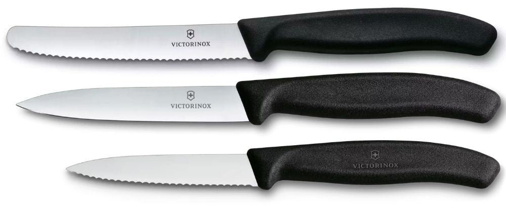 Victorinox Paring Knife Set Swiss Classic Black 3-piece - Tomato Knife, Utility Knife & Paring Knife