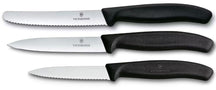 Victorinox Paring Knife Set Swiss Classic Black 3-piece - Tomato Knife, Utility Knife & Paring Knife