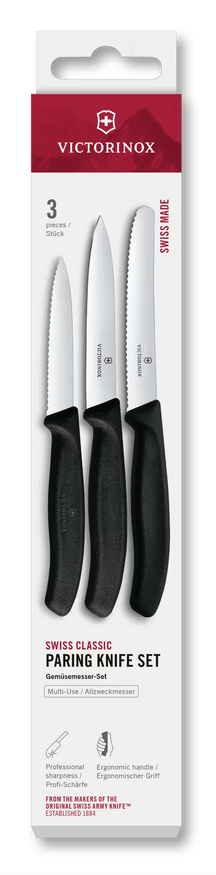 Victorinox Paring Knife Set Swiss Classic Black 3-piece - Tomato Knife, Utility Knife & Paring Knife