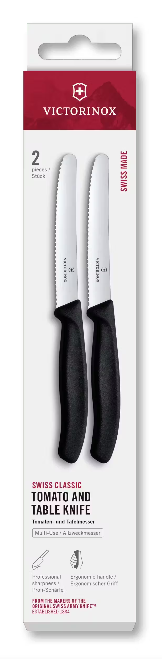 Victorinox Tomato Knives Serrated Swiss Classic Black - 11 cm - 2 pieces