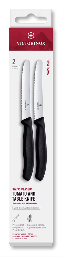 Victorinox Tomato Knives Serrated Swiss Classic Black - 11 cm - 2 pieces