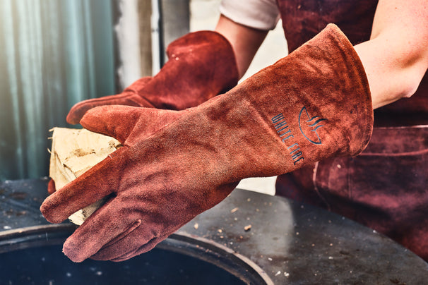 White Fire BBQ Guantes / Guantes de horno Cuero - Marrón - 2 piezas