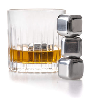 Jay Hill Piedras para whisky / Piedras enfriadoras - Acero inoxidable - 4 unidades