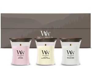 WoodWick Gift Set Scented Candles Mini Blooming Trio - 3 Pieces - Scented Candle in Glass - Wooden Wick