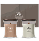 WoodWick Gift Set Scented Candles Medium Fireside & Cashmere - 2 Pieces - Scented Candle in Glass - Wooden Wick