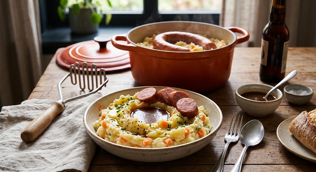 Classic stamppot with a colorful carrot twist