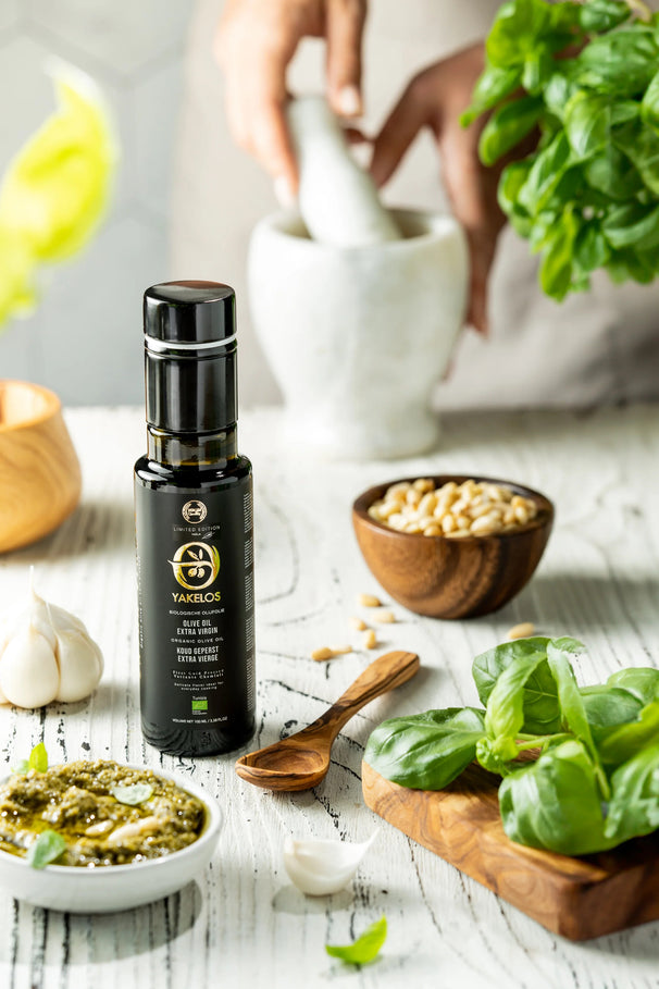 Yakelos Aceite de oliva virgen extra ecológico - Pack de prueba 100 ml con cuchara de madera de olivo