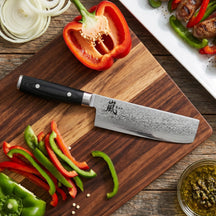 Yaxell Nakiri knife Ran 16.5 cm - 69-ply stainless damascus steel - canvas Micarta handle