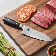 Yaxell Santoku Knife Blade 16.5 cm - 69-ply stainless damascus steel - canvas Micarta handle