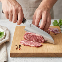 Yaxell Cuchillo Santoku Hana 16.5 cm - Acero inoxidable de 3 capas - mango de madera Pakkah marrón oscuro