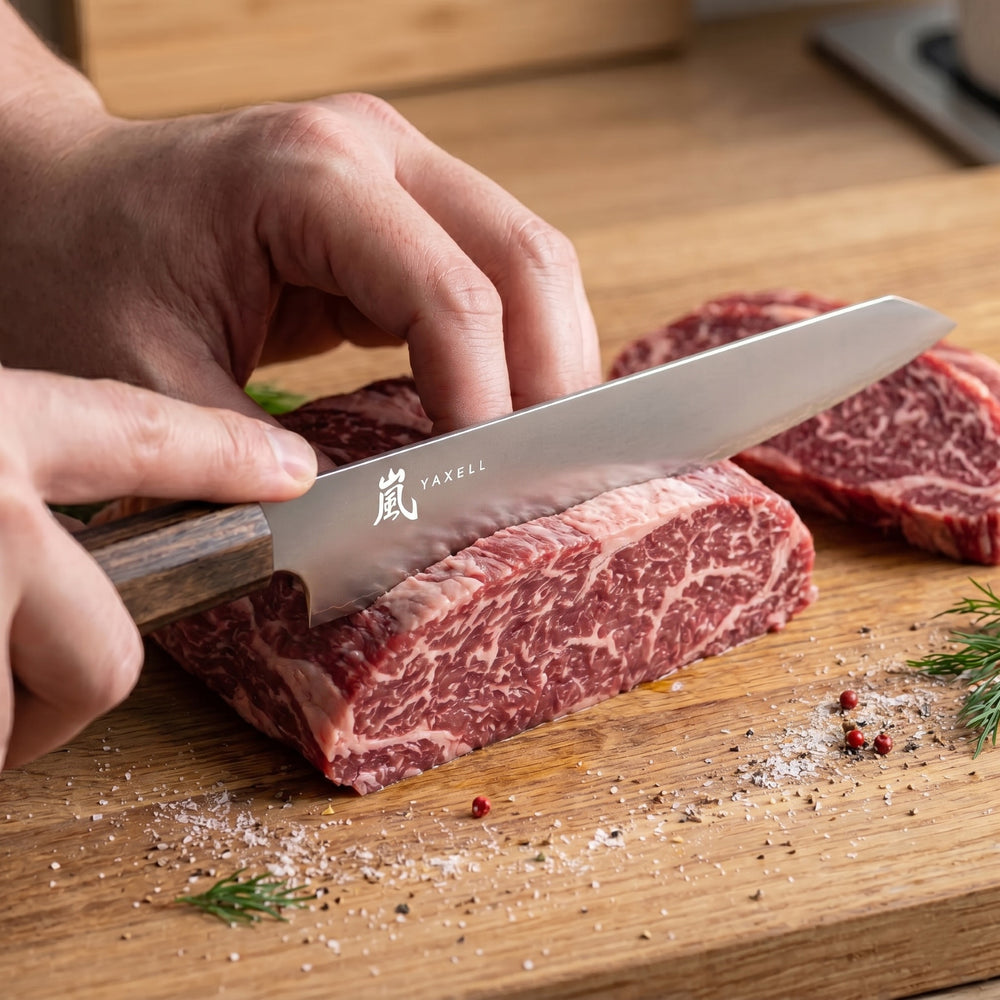 Yaxell Carving knife Hana 23 cm - 3 layer stainless steel - dark brown Pakka wood handle