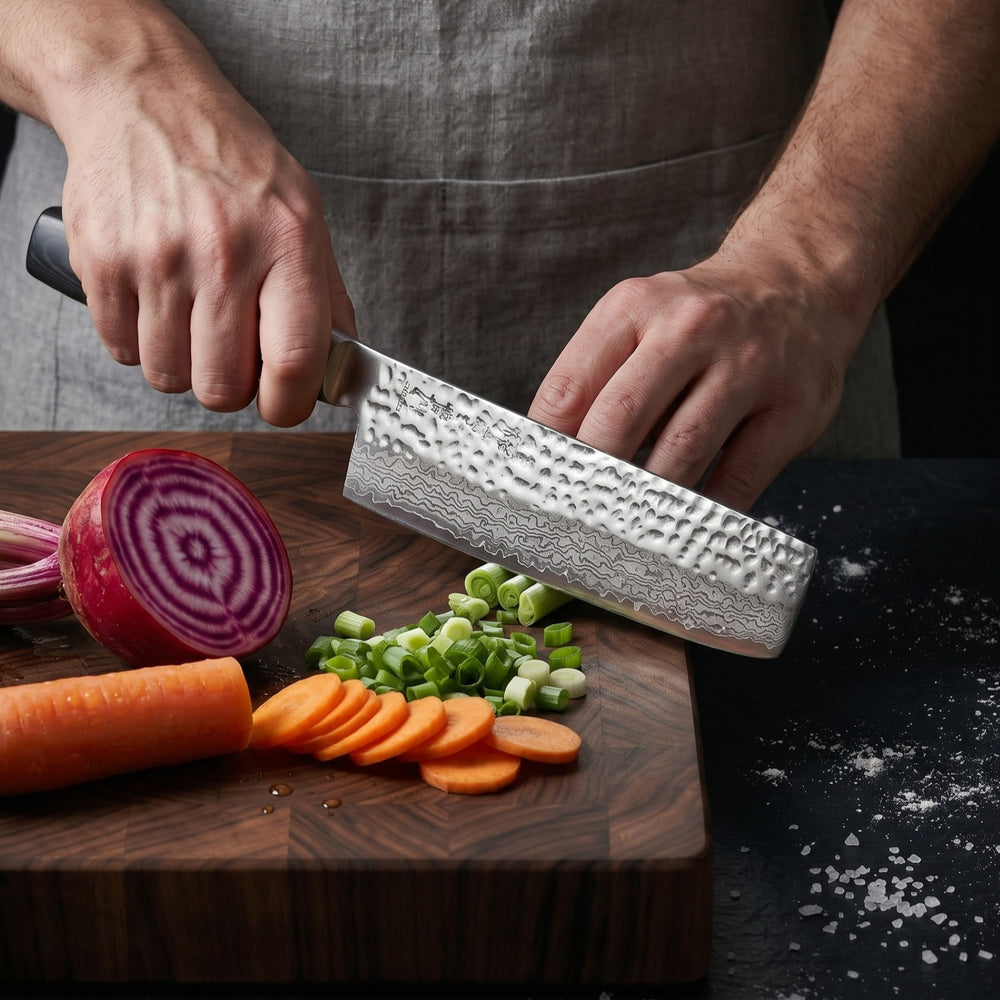 Yaxell Nakiri knife Zen 16.5 cm - 37-ply stainless damascus steel - canvas Micarta handle