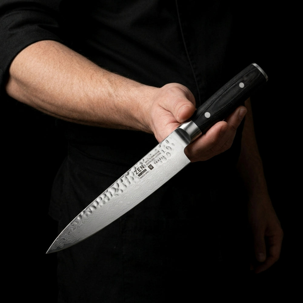 Yaxell Zen Meat Knife 18 cm - 37-ply stainless damascus steel - canvas Micarta handle
